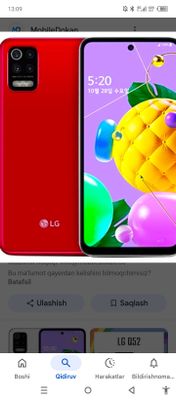 yangi LG Q52 rusimli qizil telefon