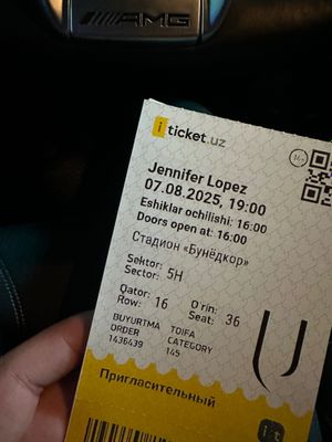 Женифер Лопез концертига билет
