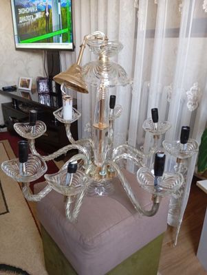 Люстра большая с камнями хрустальный