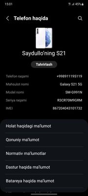 galaxy s21   narxi 199 $