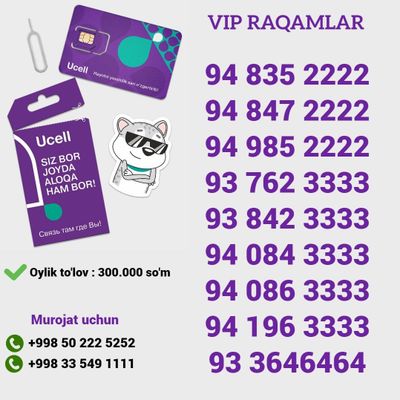 Chiroyli raqamlaringiz - Vip raqamlarda !