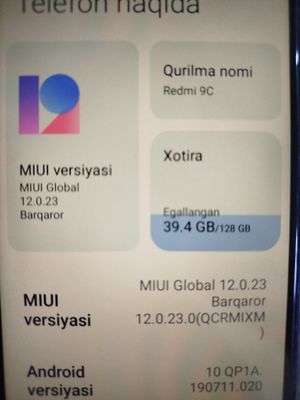 Redmi 9C xotirasi 128