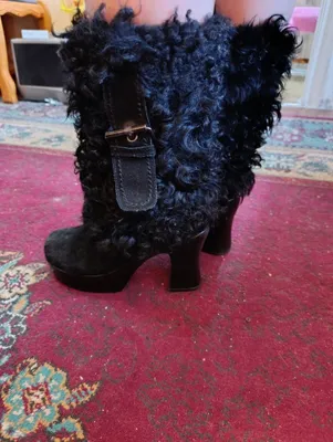 Сапоги из натуральной замши и меха размер 37