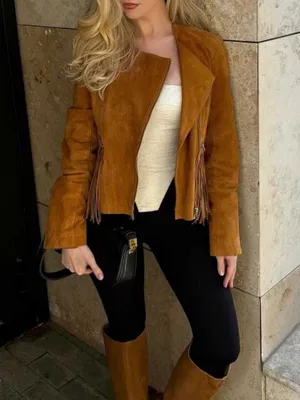 Замшевая куртка с бахромой Pull&Bear