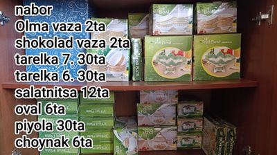 Mina nabor idishlar yaxwi saqlangan karobkalarda