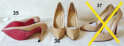 Новые бежевые туфли с красной подошвой, р-р 35, 36