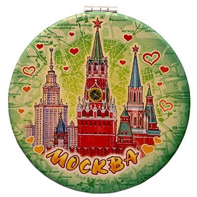 Зеркальце двойное из кожи МОСКВА