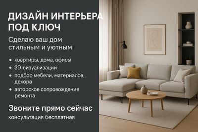 Дизайн интерьера под ключ | Сделаю ваш дом стильным и уютным