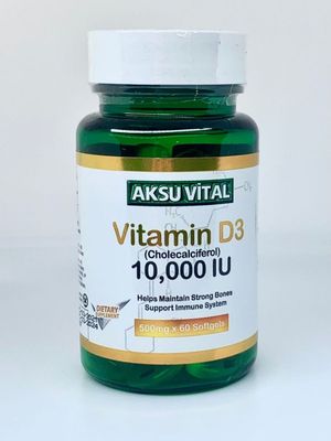 Vitamin D3 10000 Aksuvital. Made in Turkiye.