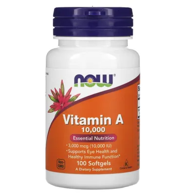 Vitamin A(Витамин А),Now foods,10,000 IU, 100 Softgels