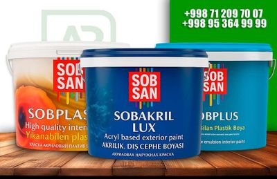 SOBSAN emulsiyalari / akril boyoq / акриловая краска / SOB PLASTIK