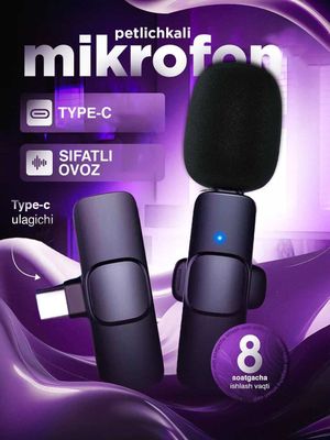 Беспроводной микрофон петличка K11, микрофон для iPhone и Android