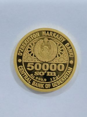 50000 so'm lik oltin tanga 999.9 proba 15gram tilla ideal holatda