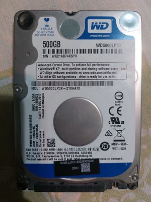 500Gb WDC xotira