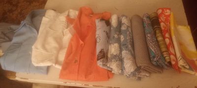 Ткани разного размера и цвета новые, рубашки форменные б/у