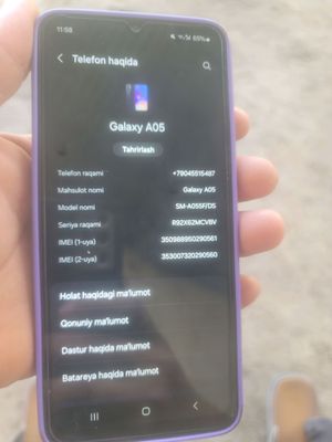 samsung A05 tel sotiladi narxi kelishtirib berilad