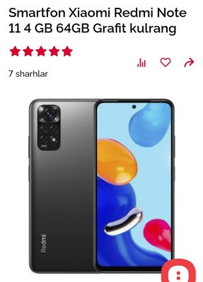 Redmi note 11 4/64 holati idial