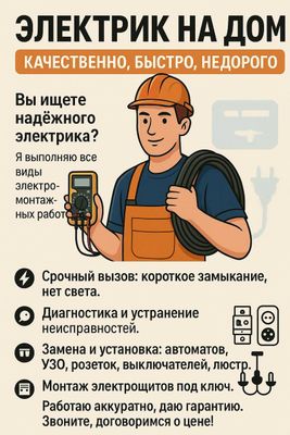 Электрик на дом: качественно, быстро, недорого Вы ищете надёжного элек