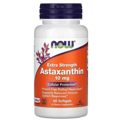 NOW Foods, астаксантин, 10 мг, 60 капсул. astaxanthin, Астахантин