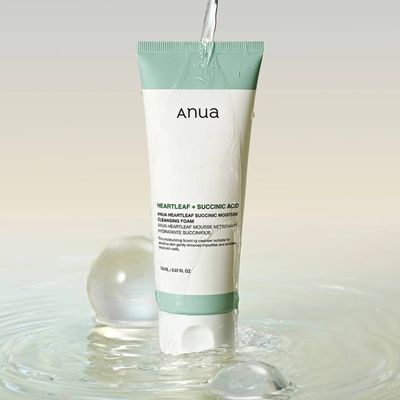 Гель-пенка для умывания с янтарной кислотой Anua Heartleaf Succinic Moisture Cleansing Foam