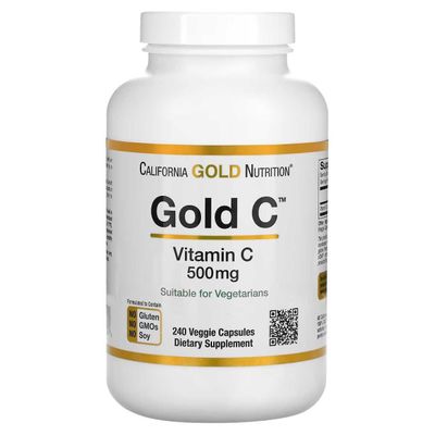 Витамин С 500мг. Vitamin C 500mg. 240 капсул. California Gold