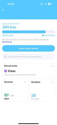 1 fit 1 Yillik aboniment sotiladi