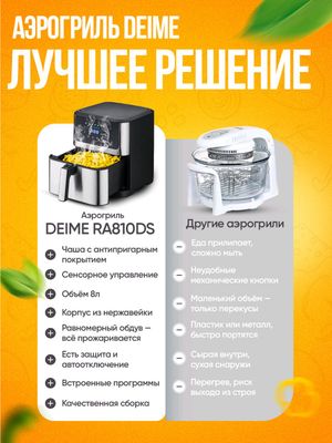 Аэрогриль Deime RA810DS, 8 л, черный