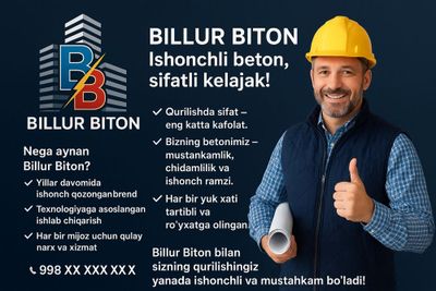 Arzon Beton 100 markadan 500 markagacha