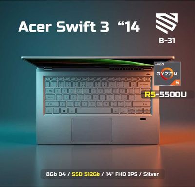 Acer Swift 3 / AMD R5-5500U / 8Gb D4/ SSD 512Gb