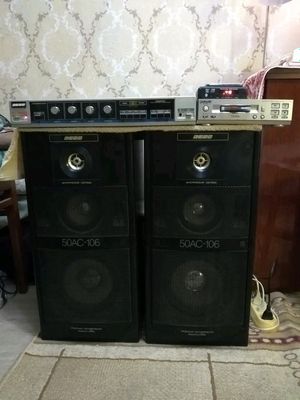 Колонки,усилитель Вега,МП3 модуль,магнитофон SONY.