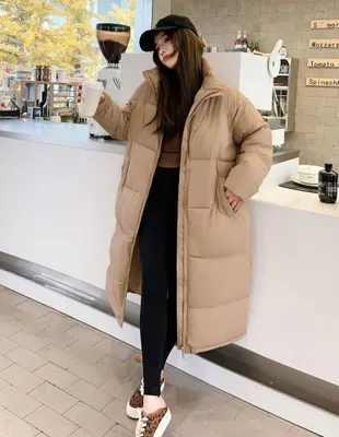 женский пуховик куртка длинный женская M L XL