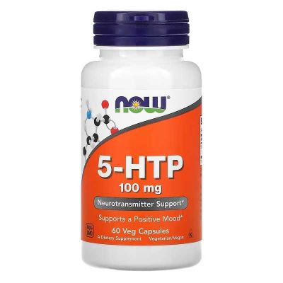 NOW Foods, 5-HTP, 5-гидрокситриптофан, 100 мг, 60 вегетариански капсул