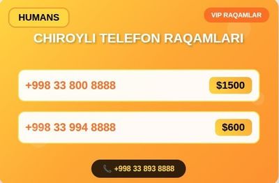 Chiroyli telefon raqamlari sotiladi