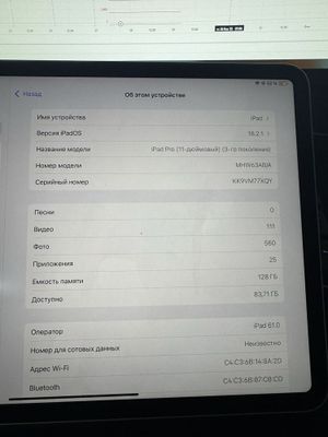 Ipad 11 sim kartali 128