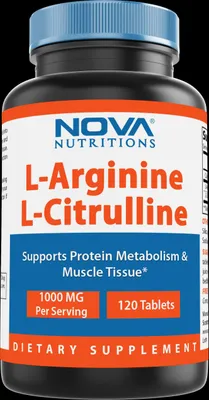 L-Arginine L-Citrulline 1000mg, L-аргинин L-цитруллин -120 таб Америка