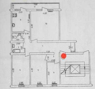 4-х комнатная квартира на Мирабаде совсем без ремонта ID: 2020