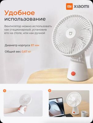 Настольный портативный вентилятор Xiaomi Mijia Desktop Fan(Белый)