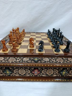 Shaxmat chess Шахматы 50-50 sm Yongʻoq daraxtidan yasalgan