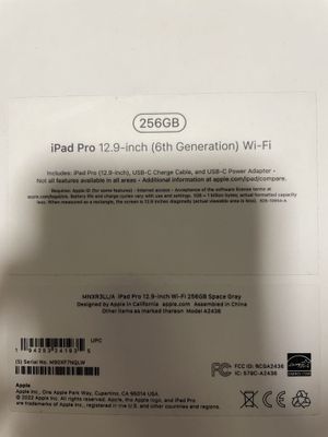 iPad pro 256GB 12.9 (6th Generation) Wi-Fi