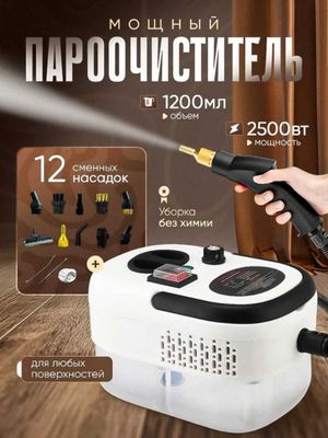 Пароочиститель мощностю 2500 Вт, расширенный набор из 8 и 12 насадок