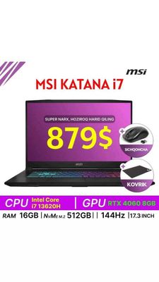 MSI Katana i7 13629H 4060 8gb 879$