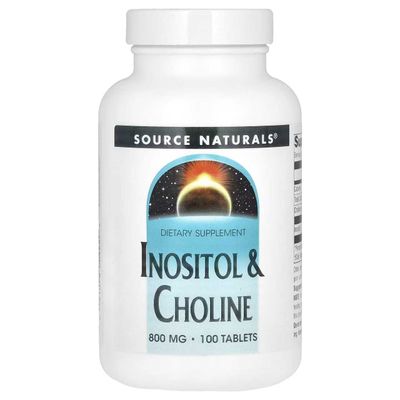 Source Naturals, инозитол и холин, 800 мг, 100 таблеток