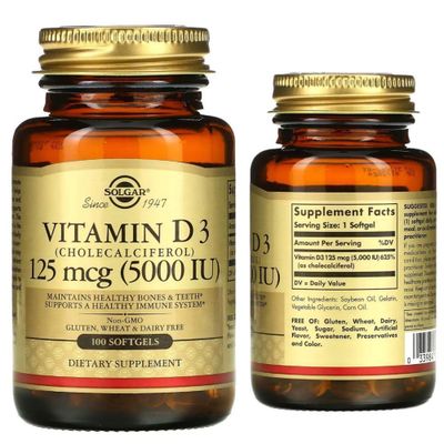 Vitamin D3 Cholecalciferol 5000 mg 100tab Solgar из Америки