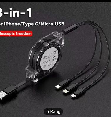 3-in-1 USB Zaryadlash Kabeli iPhone/Type-C/Micro USB Qurilmalari uchun