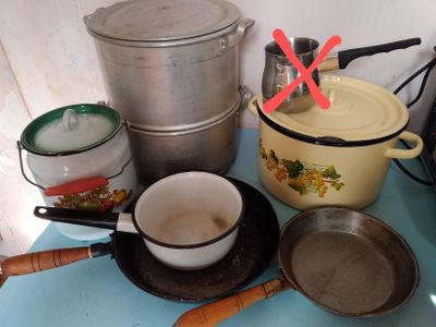 Мантышница,кастрюля, бидон, сковороды