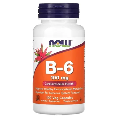 NOW Foods, Витамин Б6, 100 мг, Vitamin b6. пиродоксин