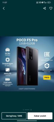 Poco f5 pro holati zoʻr 12/256