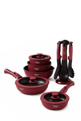 Home qizil rangli idish-tovoq to‘plami – sifatli,