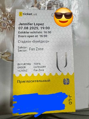 Jenifer Lopez konsertiga 2 ta bilet bor