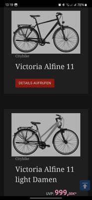 "VICTORIA ALFINE 11" Немецкий Велосипед